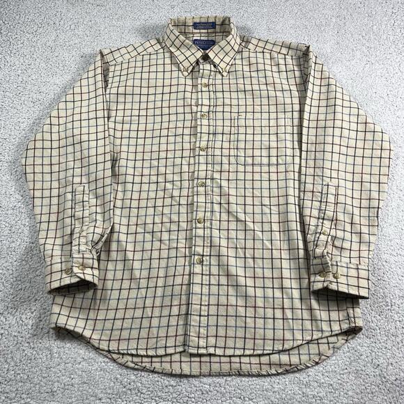 Pendleton Shirt Mens L Check Button Wool Long Sleeve Sir Pendleton - Picture 1 of 16